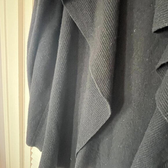 Lafayette 148 women's medium long cardigan duster waterfall black fine wool - Picture 4 of 10